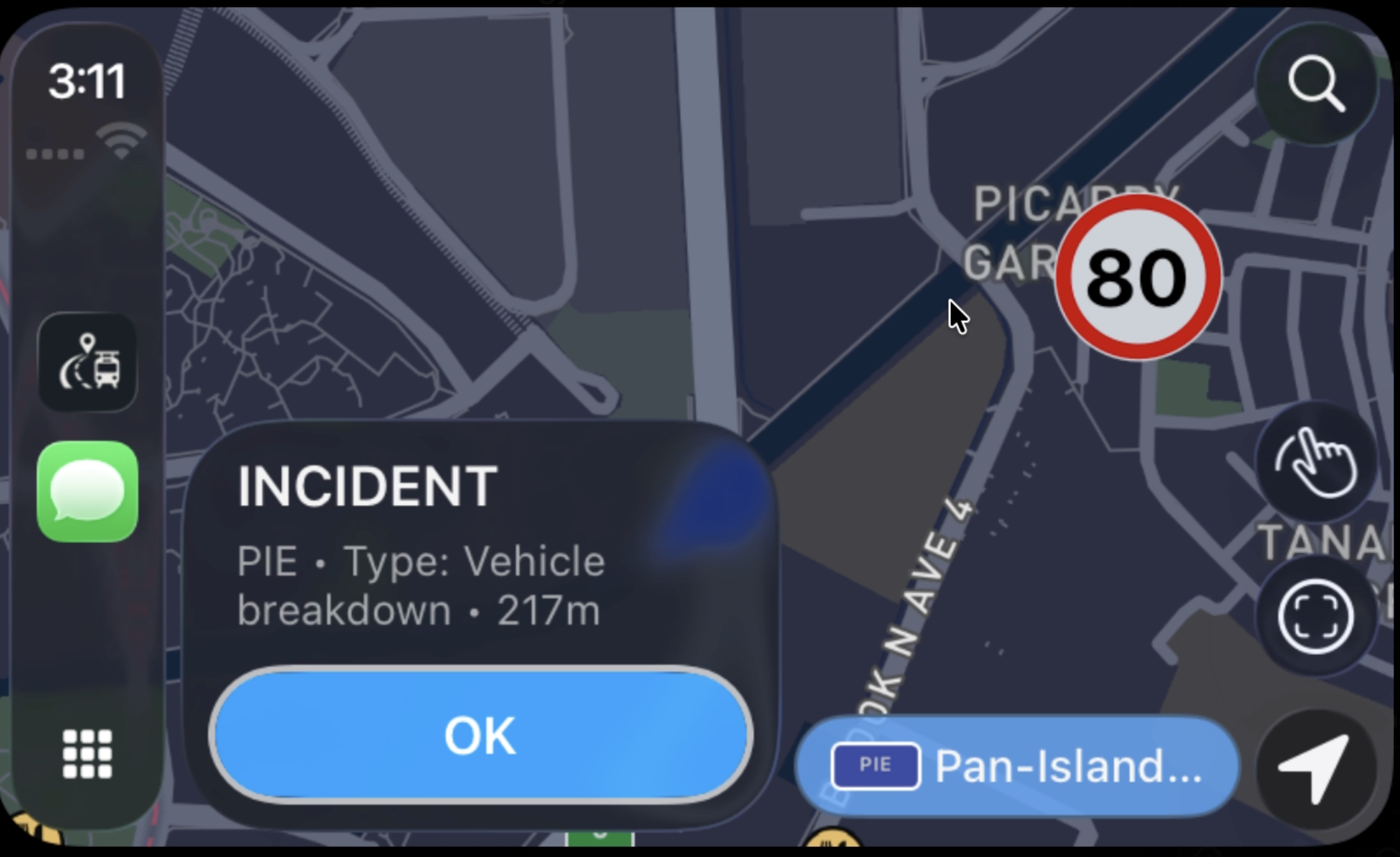 Lanes CarPlay interface