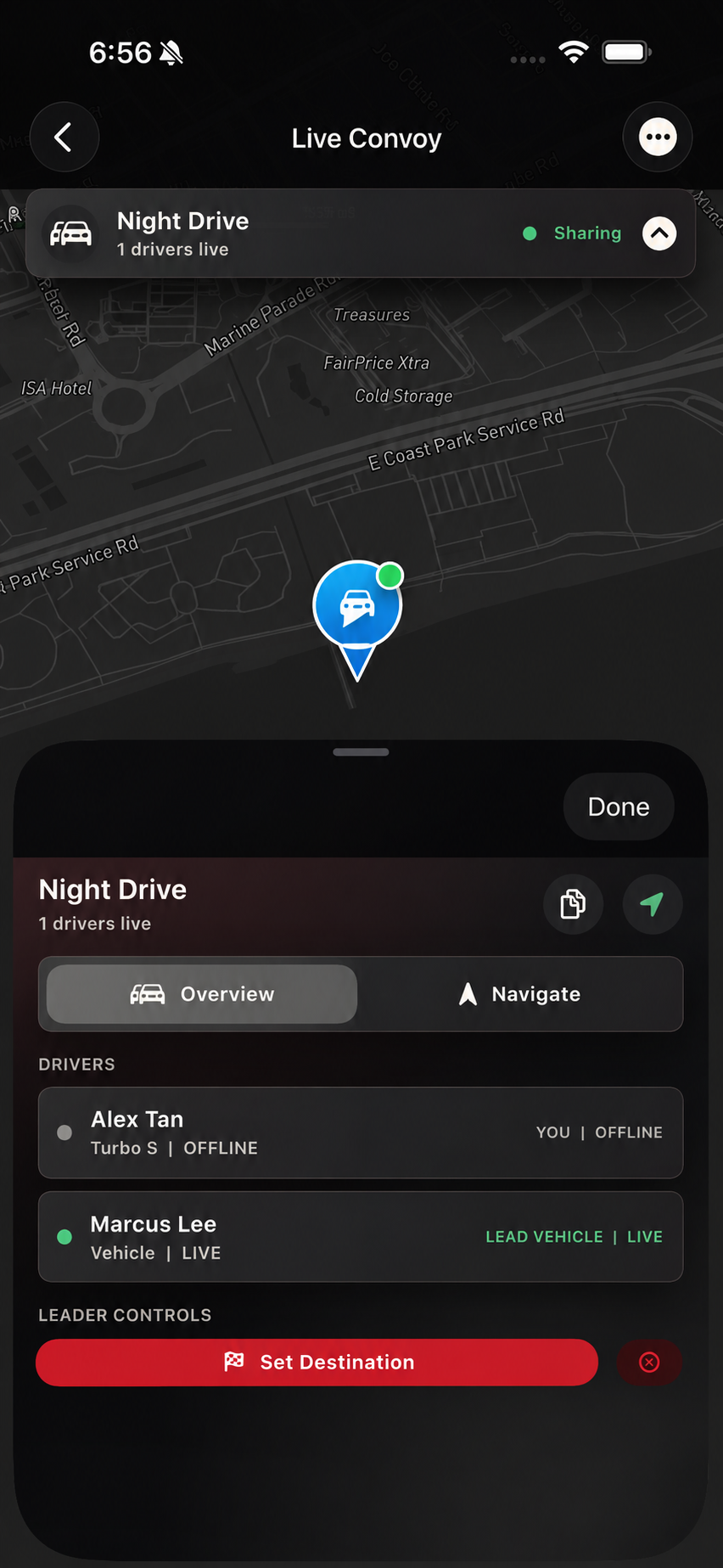 Lanes convoy mode screen