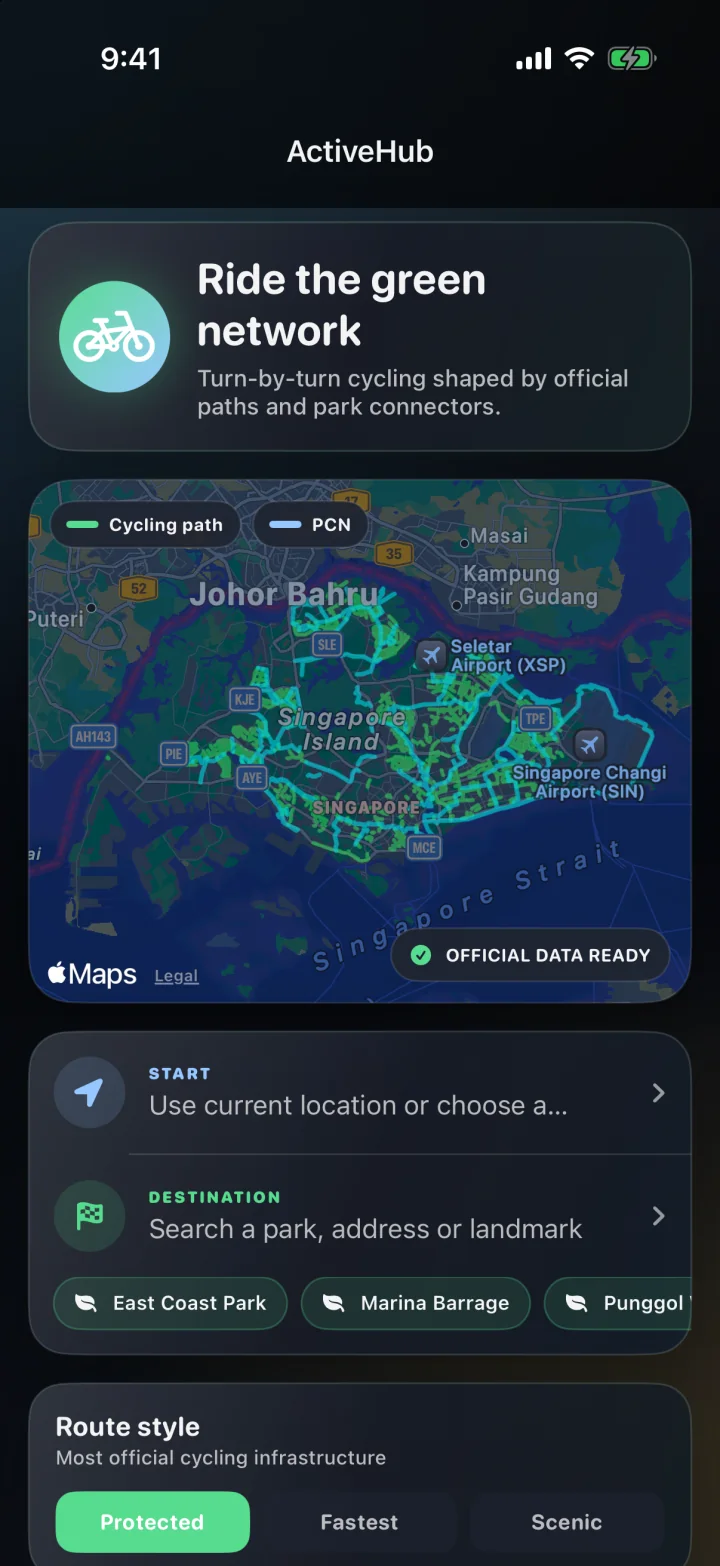 ActiveHub cycling map and route preferences
