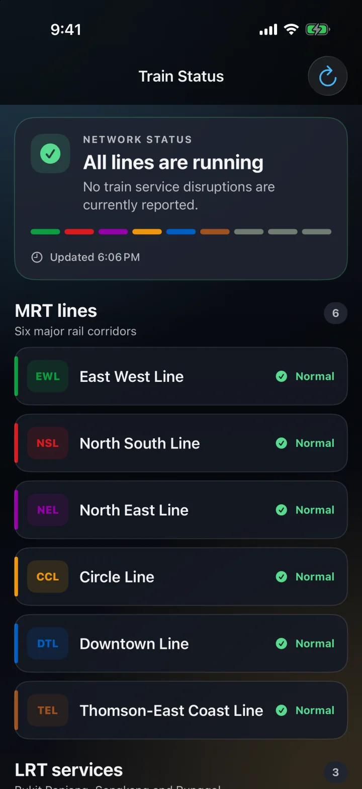 Lanes MRT and LRT service status